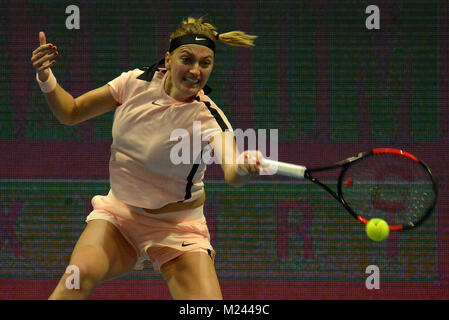 Saint-pétersbourg, Russie. 4e Mar, 2018. La Russie. Saint-pétersbourg. Le 4 février 2018. Tennis. ''St.Petersburg Ladies Trophy 2018''. Petra Kvitova (République tchèque) en finale de la femelle des célibataires de Saint-pétersbourg Ladies Trophy 2018 tournoi contre Christina Mladenovic Crédit : Andreï Pronin/ZUMA/Alamy Fil Live News Banque D'Images