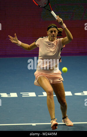 Saint-pétersbourg, Russie. 4e Mar, 2018. La Russie. Saint-pétersbourg. Le 4 février 2018. Tennis. ''St.Petersburg Ladies Trophy 2018''. Petra Kvitova (République tchèque) en finale de la femelle des célibataires de Saint-pétersbourg Ladies Trophy 2018 tournoi contre Christina Mladenovic Crédit : Andreï Pronin/ZUMA/Alamy Fil Live News Banque D'Images