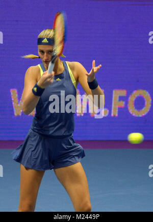 Saint-pétersbourg, Russie. 4e Mar, 2018. La Russie. Saint-pétersbourg. Le 4 février 2018. Tennis. ''St.Petersburg Ladies Trophy 2018''. Christina Mladenovic (France) en finale de la femelle des célibataires de Saint-pétersbourg Ladies Trophy 2018 tournoi contre Petra Kwitowa Crédit : Andrey Pronin/ZUMA/Alamy Fil Live News Banque D'Images