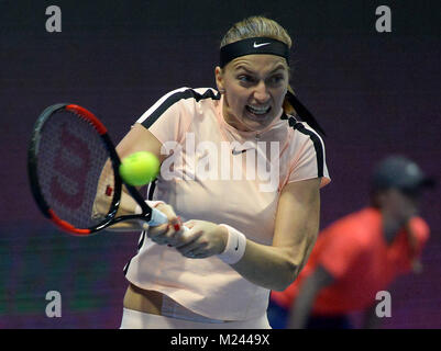 Saint-pétersbourg, Russie. 4e Mar, 2018. La Russie. Saint-pétersbourg. Le 4 février 2018. Tennis. ''St.Petersburg Ladies Trophy 2018''. Petra Kvitova (République tchèque) en finale de la femelle des célibataires de Saint-pétersbourg Ladies Trophy 2018 tournoi contre Christina Mladenovic Crédit : Andreï Pronin/ZUMA/Alamy Fil Live News Banque D'Images