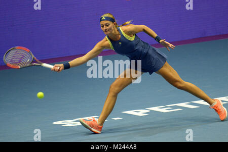 Saint-pétersbourg, Russie. 4e Mar, 2018. La Russie. Saint-pétersbourg. Le 4 février 2018. Tennis. ''St.Petersburg Ladies Trophy 2018''. Christina Mladenovic (France) en finale de la femelle des célibataires de Saint-pétersbourg Ladies Trophy 2018 tournoi contre Petra Kwitowa Crédit : Andrey Pronin/ZUMA/Alamy Fil Live News Banque D'Images