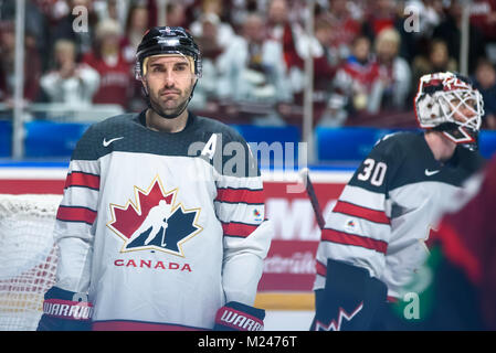 Riga, Lettonie. 4e Février, 2018.. Chris Lee, après pré-tournoi match entre le Canada et l'équipe nationale de hockey sur glace de hockey sur glace de l'équipe de Lettonie à Riga Arena. Credit : Gints Ivuskans/Alamy Live News Banque D'Images