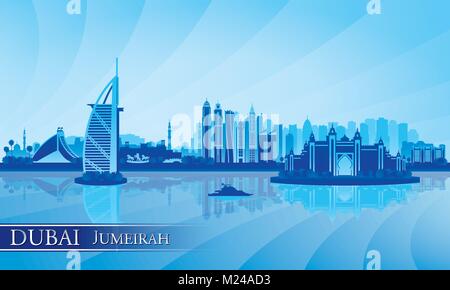 Dubai Jumeirah skyline silhouette background, vector illustration Illustration de Vecteur