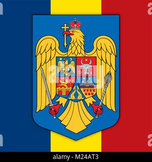 Roumanie drapeau et d'armoiries, symboles officiels du pays Illustration de Vecteur