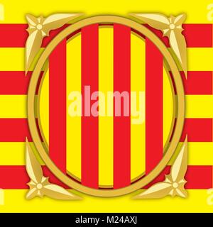 La Catalogne armoiries et drapeau, symboles de la région Illustration de Vecteur