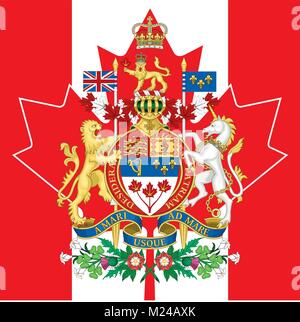 Canada armoiries et Drapeau, deux symboles de la nation Illustration de Vecteur