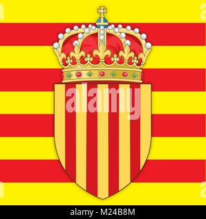 La Catalogne armoiries et drapeau, symboles de la région Illustration de Vecteur