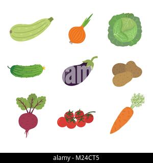 Légumes vecteur icons set dans un style de dessin animé. Produit agricole Collection pour Restaurant menu, étiquette de marché. Illustration de Vecteur