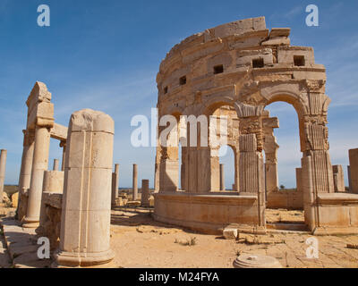 Leptis Magna ruines du bâtiment du marché Banque D'Images