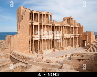 Vestiges romains de Sabratha theatre stage Banque D'Images