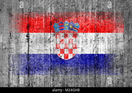 Drapeau Croatie peint sur la texture de fond béton gris Banque D'Images