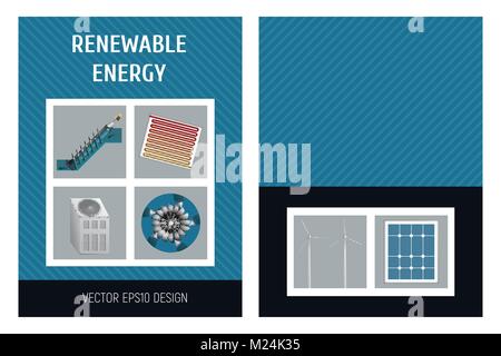 Il livret modèle concept d'énergie renouvelable. Illustration de Vecteur