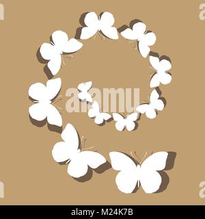 Spirale Blanc papillons dans vector Illustration de Vecteur