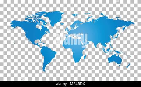 Blank blue world map sur fond isolé. Carte du monde vector modèle pour site web, infographie, design. Flat Earth world map illustration Illustration de Vecteur