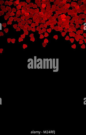Coeurs rouges sur fond noir. Valentines Day concept. Love design Banque D'Images
