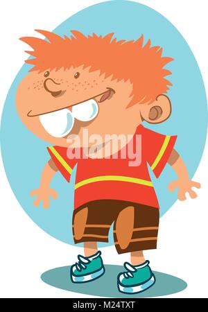 Dents et funny cartoon kid debout et souriant Illustration de Vecteur