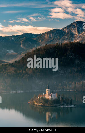 Le lac de Bled, Haute-Carniole, Slovénie Banque D'Images