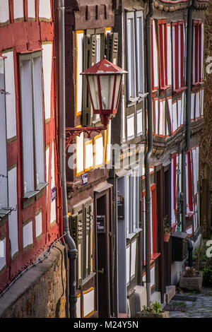 Alsfeld, Allemagne, demi-timered maisons dans la vieille ville, rue, Burggässchen Banque D'Images