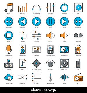L'interface utilisateur de musique icône contour rempli Illustration de Vecteur