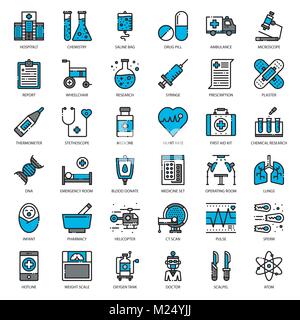 Les soins de santé et médicaux, parfaite icône contour pixel rempli, isolé sur fond blanc Illustration de Vecteur