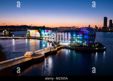 Vue de nuit sur certains Sevit Hangang (Îles flottantes) à Séoul, Corée du Sud Banque D'Images