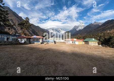 Maisons de thé à Tengboche, Népal Banque D'Images