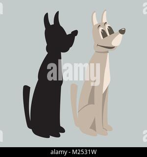 Cartoon vector illustration télévision chien noir style silhouette Illustration de Vecteur