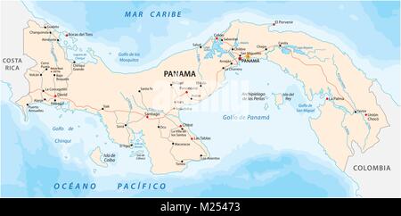 République du Panama road et du parc national de carte vectorielle Illustration de Vecteur