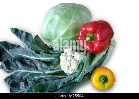Groupe des légumes différents sur un fond blanc. Banque D'Images