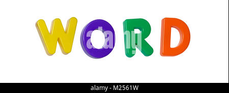 Le mot 'word' composé de lettres en plastique de couleur Banque D'Images