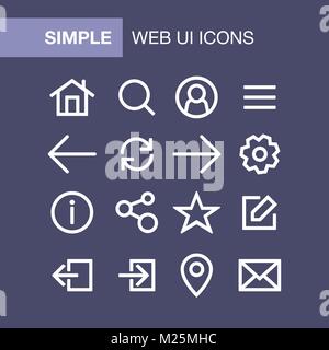 Ensemble d'icônes d'applications web et mobiles pour la conception de l'interface utilisateur de style simple. Illustration de Vecteur