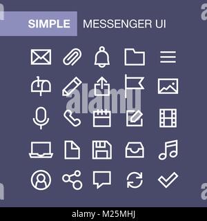 Ensemble d'icônes messenger style plat simple pour la conception d'interfaces utilisateur. Illustration de Vecteur