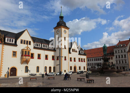 Obermarkt und Rathaus, Freiberg, Landkreis Mittelsachsen, Sachsen, Allemagne Banque D'Images