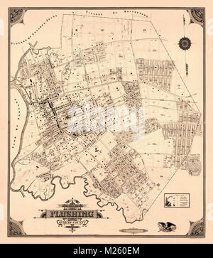 Carte historique de Flushing, New York vers 1894. Banque D'Images