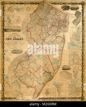 Carte historique du New Jersey vers 1860. Banque D'Images