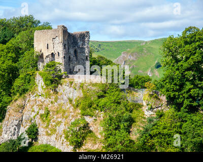 Château de Peveril, Castleton Hope Valley, dans le Derbyshire, parc national de Peak District Banque D'Images