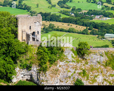 Château de Peveril, Castleton Hope Valley, dans le Derbyshire, parc national de Peak District Banque D'Images