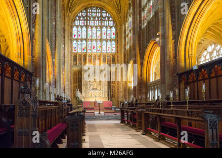 À l'intérieur de la nef de l'église de St Marie la Vierge Abbaye de Sherborne, Dorset, UK Banque D'Images