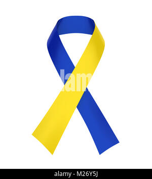 Ruban bleu et jaune. Symbole de sensibilisation au syndrome de Down Banque D'Images