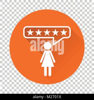 Les commentaires, notation, commentaires de l'utilisateur icône vecteur concept. Télévision illustration sur fond orange avec l'ombre. Illustration de Vecteur