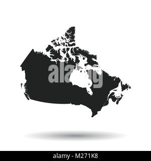 L'icône des cartes du Canada. Télévision vector illustration. Le Canada signe symbole avec ombre sur fond blanc. Illustration de Vecteur