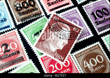 Timbres de l'inflation, l'Empire allemand Banque D'Images