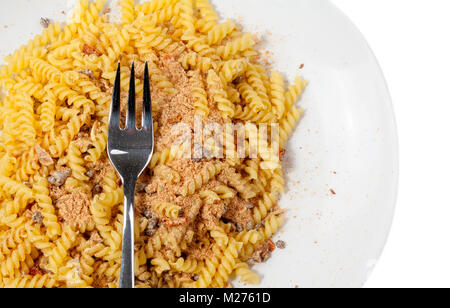 Les aliments pratiques, des nouilles instantanées, des pâtes à la bolognaise avec de la viande Banque D'Images