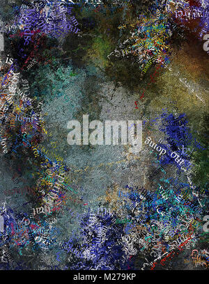 La peinture abstraite dans des tons doux avec des mots. Banque D'Images