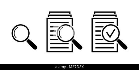 L'icône en forme de loupe, vous pouvez définir les signes de documents Illustration de Vecteur