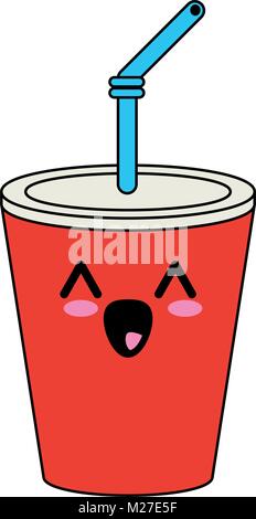 Boissons Soda cup kawaii cute cartoon Illustration de Vecteur