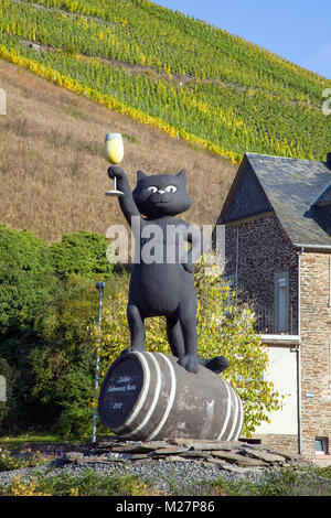 'Zeller Schwarze Katz', Black Cat de Zell, nom, symbole et logo pour le fameux vin de Zell, Mosel, Rhénanie-Palatinat, Allemagne, Europe Banque D'Images