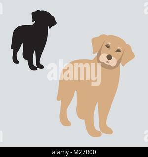 Vector illustration chien style plat recto silhouette noire Illustration de Vecteur