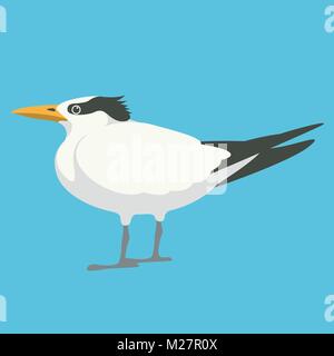 Seagull vector illustration style plat côté est assis de profil Illustration de Vecteur