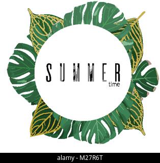 Illustration de fond de fleurs exotiques. Jungle tropicale quitte vector background Illustration de Vecteur